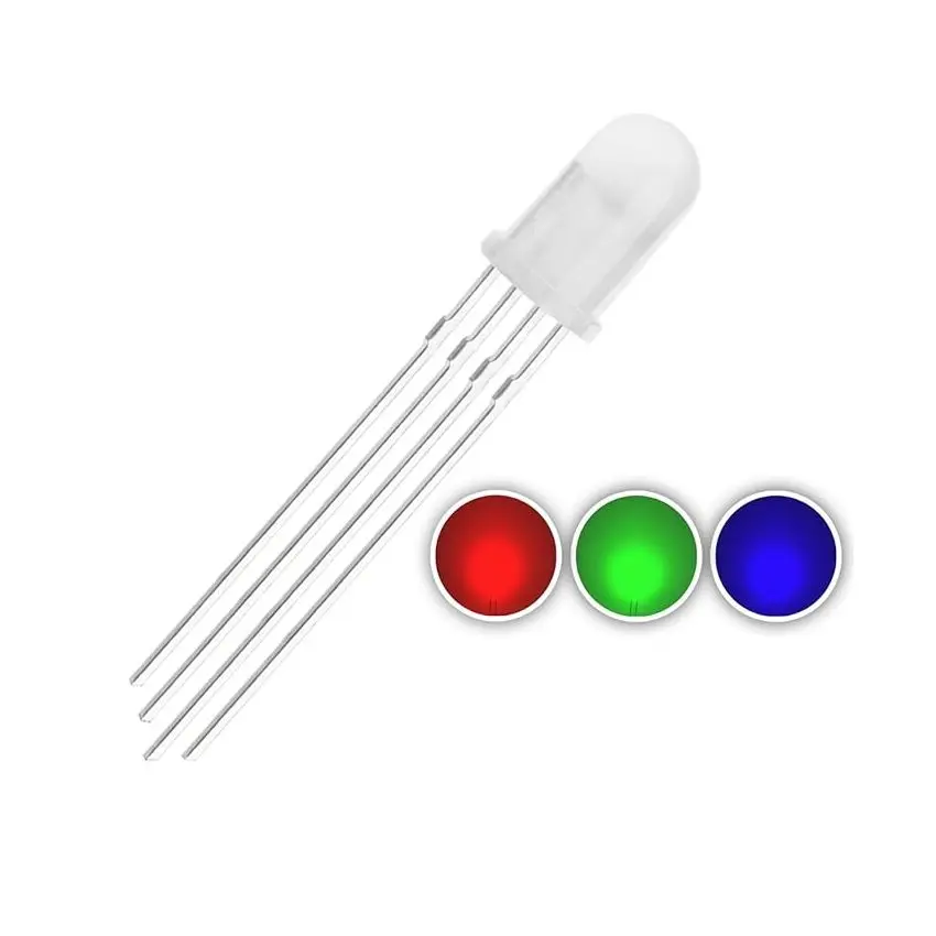 5mm RGB LED Common Cathode 4-Pin Tri-Color Emitting Diodes