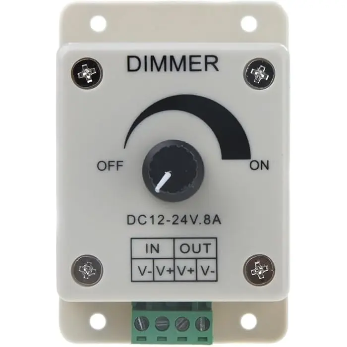 Dimmer LED Controller, Knob-Operated, DC12 to 24V, 0.8A