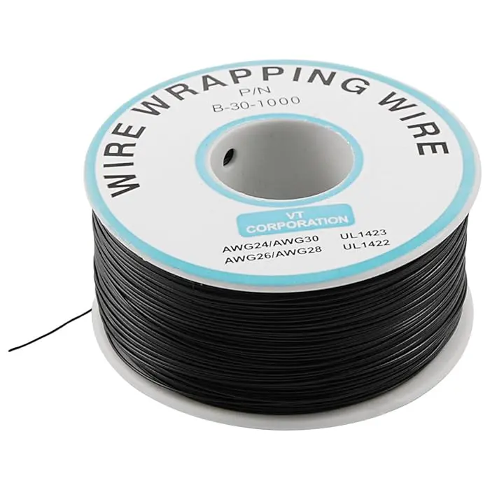 B-30-1000 Insulated PVC Coated 30AWG Wire Wrapping Wire, Green (230 Meters) for Electronics Projects