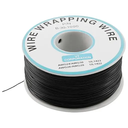 B-30-1000 Insulated PVC Coated 30AWG Wire Wrapping Wire, Green (230 Meters) for Electronics Projects
